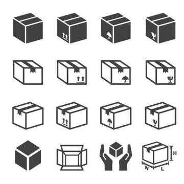 Box icon set Stock Illustration