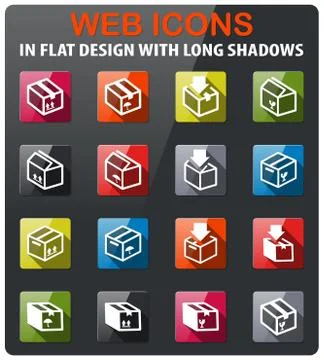 Box icon set Stock Illustration