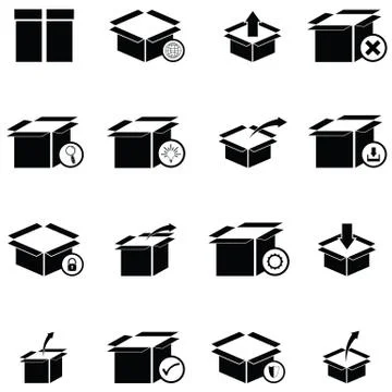 Box icon set Stock Illustration