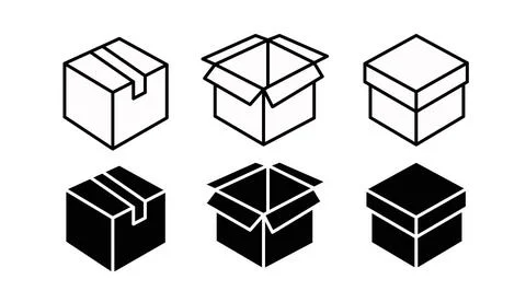 Box Icon Set Stock Illustration