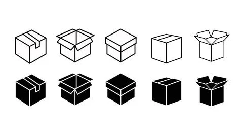 Box Icon Set. Stock Illustration