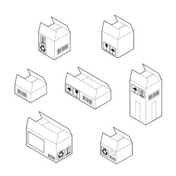 Box icon set. Isometric vector isolated on white background. 스톡 일러스트