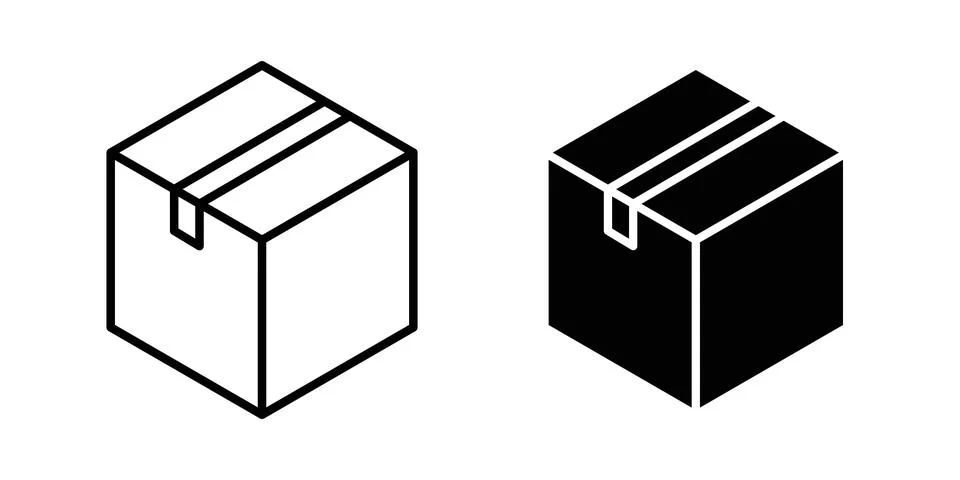 Box icon thin line and clipart style vector set Stockillustratie