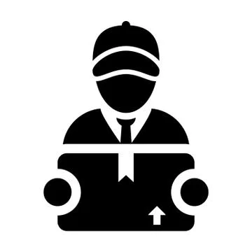 Box icon vector male logistics worker service person profile avatar with cargo 스톡 일러스트