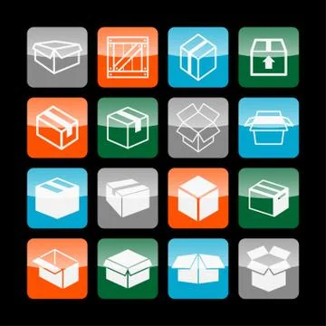 Box icons Illustrazione stock