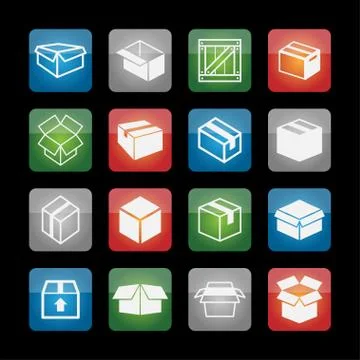 Box icons Stock Illustration