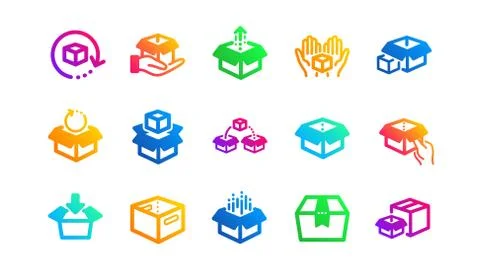 Box icons. Package, delivery boxes, cargo box. Classic set. Vector Illustrazione stock
