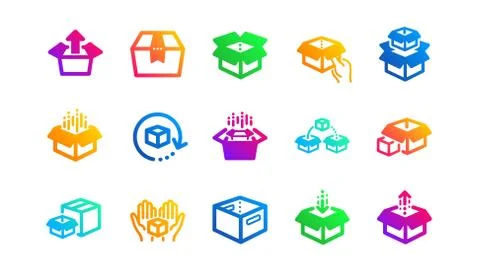 Box icons. Package, delivery boxes, cargo box. Classic set. Vector イラスト素材