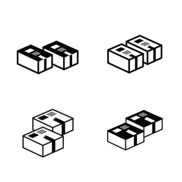 Box icons set 4 design Stock Illustration