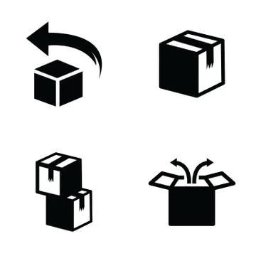 Box icons set Stock Illustration