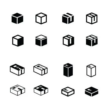 Box icons set Stock Illustration