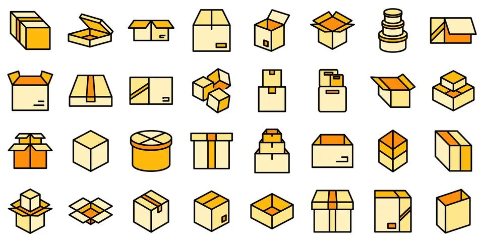 Box icons set vector flat Illustration