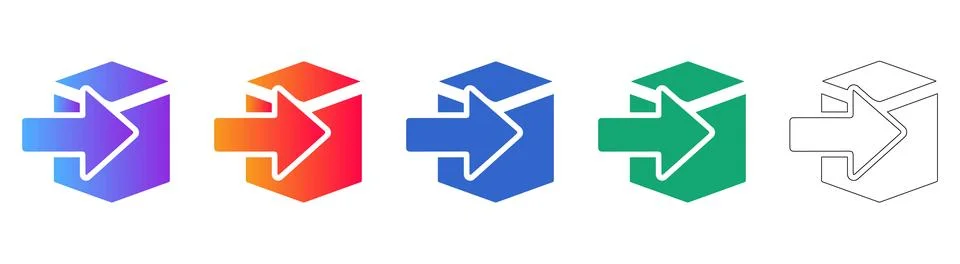 Box Inbound Delivery Icon Set 库存插图