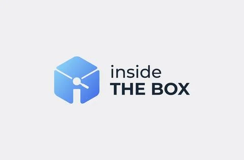 Box inside and research logo mark premium vector Stock Illustration