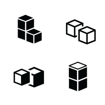 Box interlace icons set Stock Illustration