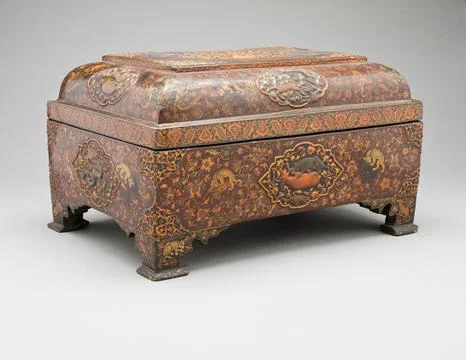 Box. Iran, 19th century. Lacquer. Wood, papir mach, and lacquer Stock Photos
