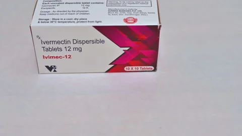 Box of Ivermectin medication on white background, zoom out shot. Stock Footage 164622424