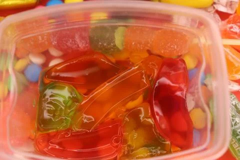 A box of jelly candy with many shape Stock Photos