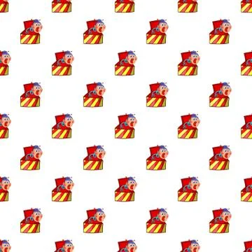 Box with jumping toy pattern, cartoon style Stock Illustration