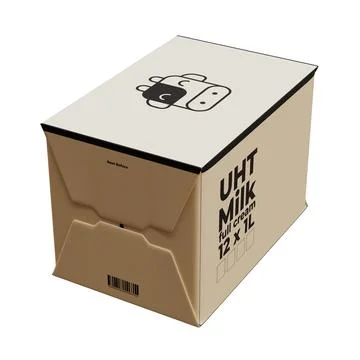 A Box Of Large Milk Isometric Front Right View 3D Render Illustration Stock Illustration