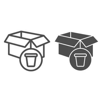 Box line and solid icon. Container with little cup sign. Zero waste design イラスト素材