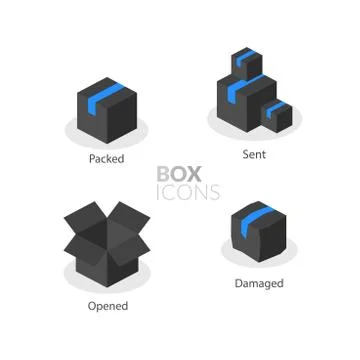 Box logo template, flat icons set Stock Illustration