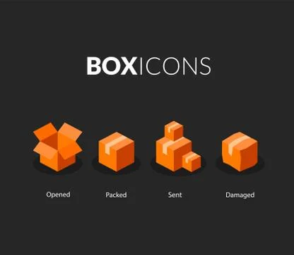 Box logo template, flat icons set Stock Illustration