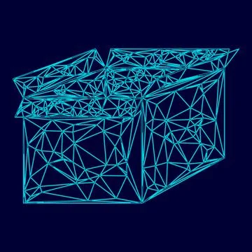 Box low poly triangulation triangulated polygonal electric cyan blue vibrant  Stock Illustration