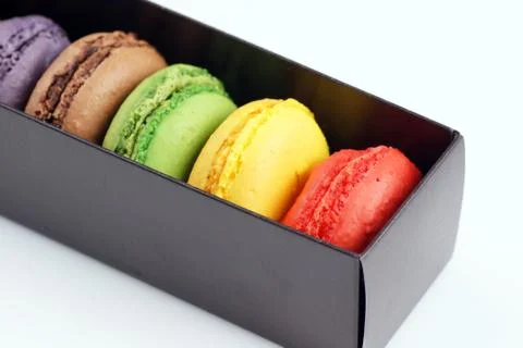 Box of macaroons Stock Photos