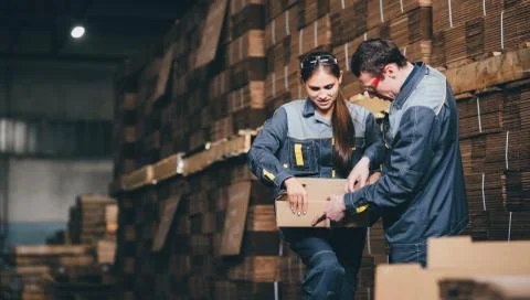 Box making at a factory Stock Photos