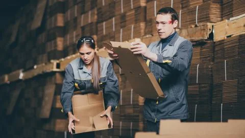 Box making at a factory Stock Photos