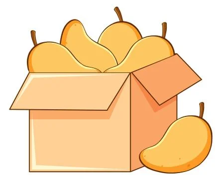 Box of mangoes on white background Stock Illustration