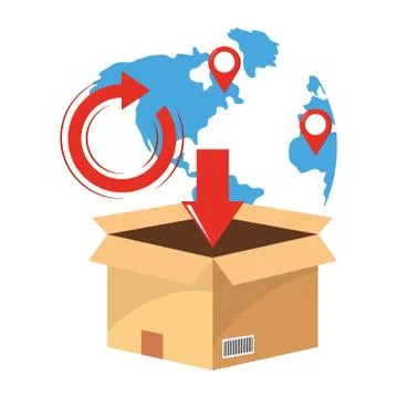 Box with map Illustrazione stock