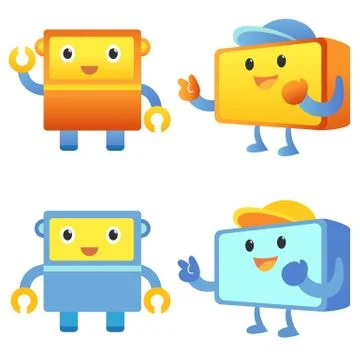 Box Mascot design set Stock Illustration