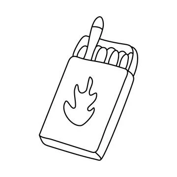 Box of matches decorated with a flame doodle Stock Illustration