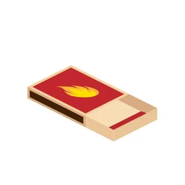 Box of matches isolated on white background. Vector illustration in a flat st Stock Illustration