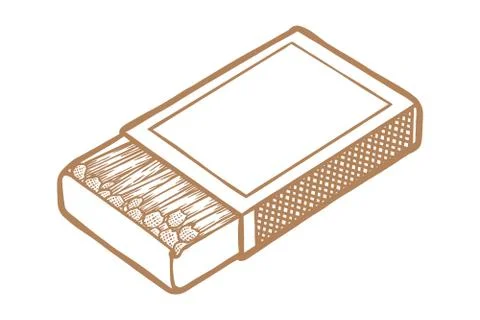 Box of matches Vector illustration - Hand drawn - Out line Stock Illustration