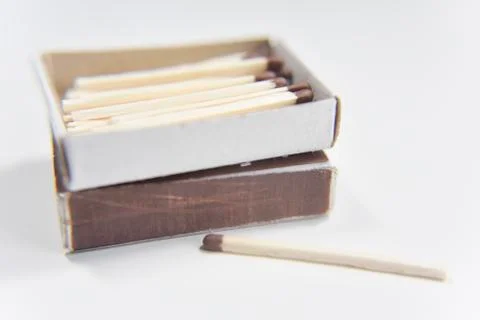Box of matches on the white background Stock Photos