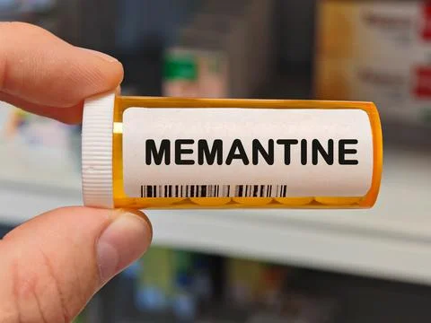 Box of MEMANTINE in pharmacy Stock Photos