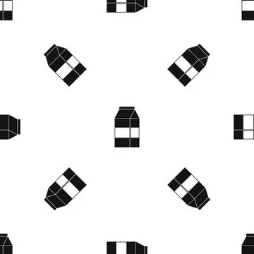 Box of milk pattern seamless black Illustrazione stock