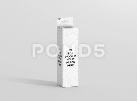 Box mockup hanger high slim rectangle frontview PSD Template