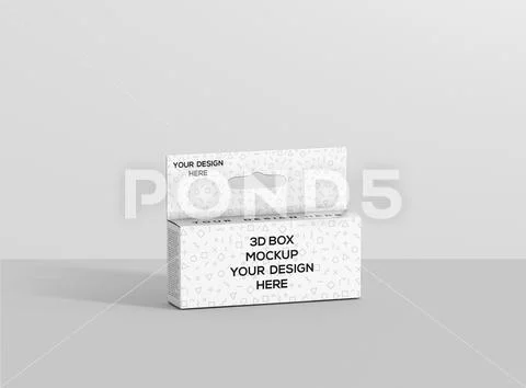 Box mockup hanger small wide rectangle frontview PSD Template