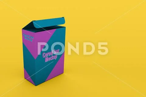 Box mockup isolated on yellow background PSD Template