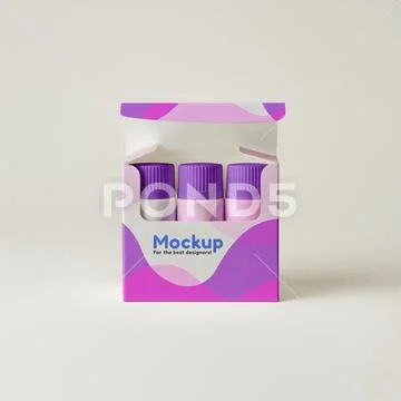 Box mockup for mini open bottle on white background PSD Template