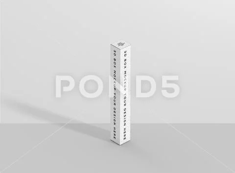 Box mockup slim high rectangle side PSD Template