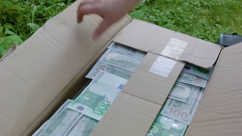 Box With Money Video stock 77182159