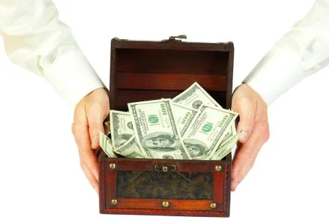 Box with money Stock-Fotos
