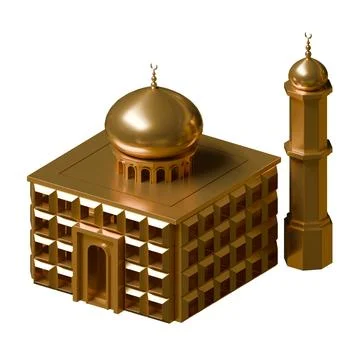 Box Mosque 3D Render Design Element Top Side View Stock Illustration