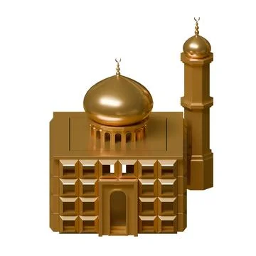 Box Mosque 3D Render Design Element Top Front View Illustrazione stock