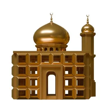 Box Mosque 3D Render Design Element Front View Stock Illustration